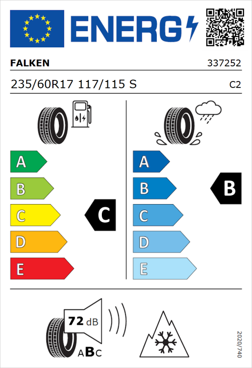 Tyre Label for Falken Euroall Season Van11 235/60R17 117/115S